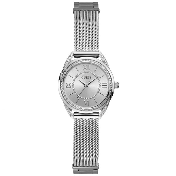 Guess Whisper Silver Dial Silver Mesh Bracelet Watch for Women - W1084L1
