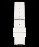 Guess Swirl Quartz Silver Dial White Silicone Strap Watch for Women - W1096L1