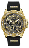 Guess Frontier Crystals Black Dial Black Silicone Strap Watch For Men - W1132G1