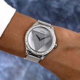 Guess Tri Glitz Quartz Silver Dial Silver Mesh Bracelet Watch For Women - W1142L1