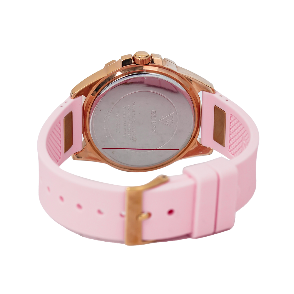 Guess Frontier Diamonds Rose Gold Dial Pink Rubber Strap Watch For Women - W1160L5