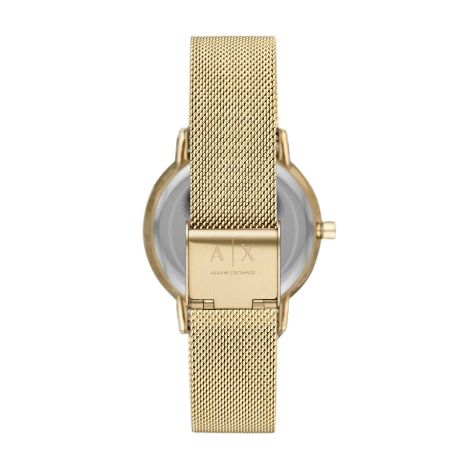 Armani Exchange Lola Analog Gold Dial Gold Mesh Strap Watch For Women - AX5536