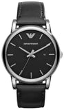 Emporio Armani Classic Quartz Black Dial Black Leather Strap Watch For Men - AR1692