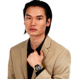 Maserati Traguardo Skeleton Black Dial Gold Steel Strap Watch For Men - R8873612058