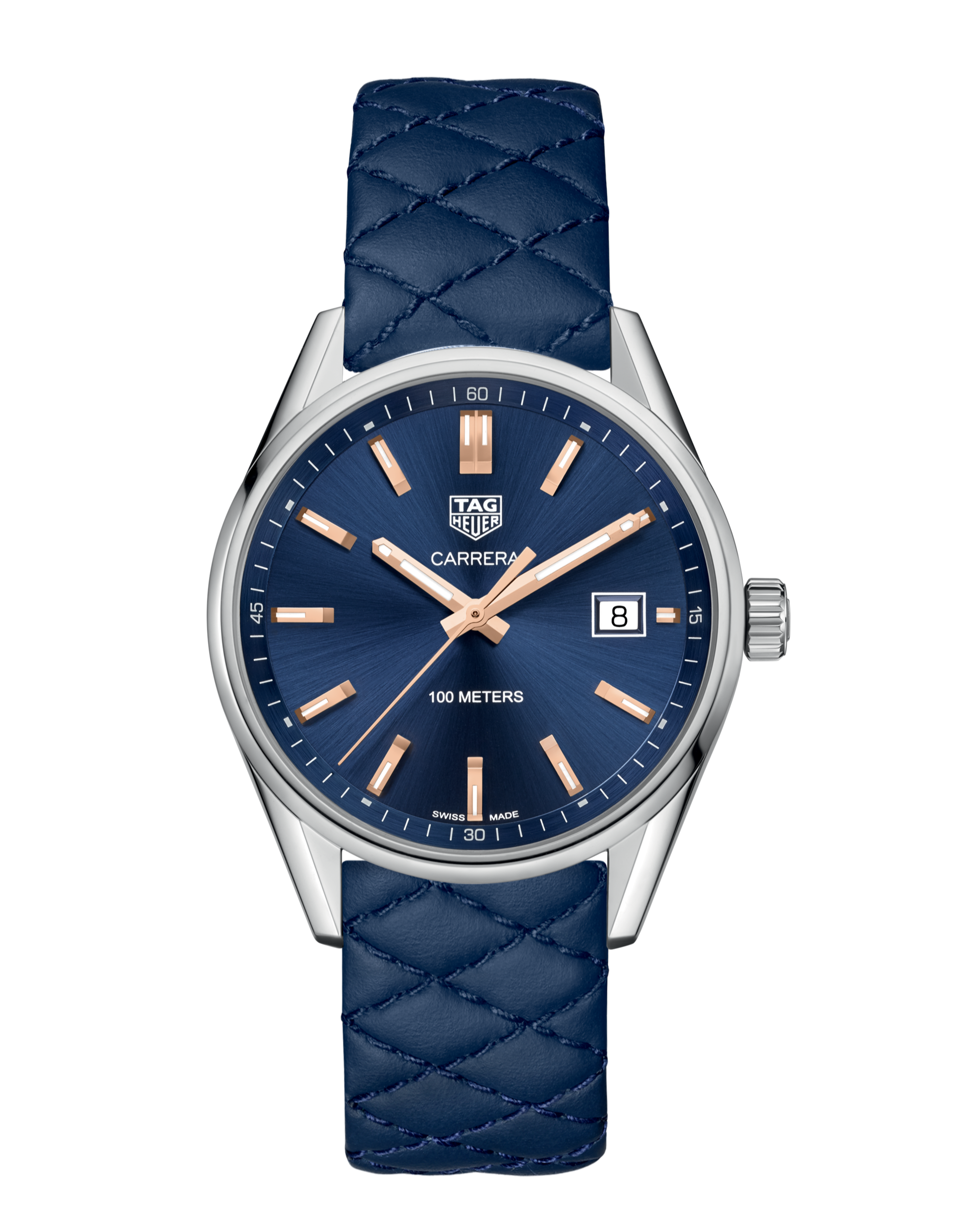 Tag Heuer Carrera Quartz Blue Dial Blue Calfskin Leather Strap Watch for Women - WAR1112.FC6391