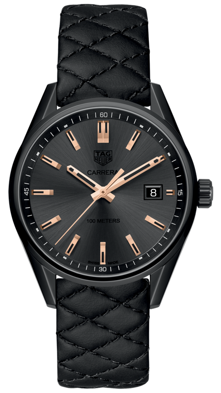 Tag Heuer Carrera Special Edition Black Dial Black Leather Strap Watch for Women - WAR1113.FC6392