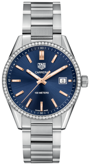 Tag Heuer Carrera Quartz Diamonds Blue Dial Silver Steel Strap Watch for Women - WAR1114.BA0601