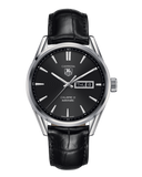 Tag Heuer Carrera Automatic 41mm Black Dial Black Leather Strap Watch for Men - WAR201A.FC6266