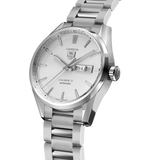Tag Heuer Carrera Calibre 5 Automatic White Dial Silver Steel Strap Watch for Men - WAR201B.BA0723