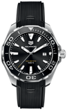 Tag Heuer Aquaracer Quartz Black Dial Black Rubber Strap Watch for Men - WAY101A.FT6141