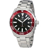 Tag Heuer Aquaracer Black Dial Silver Steel Strap Watch for Men - WAY101B.BA0746