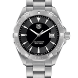 Tag Heuer Aquaracer Quartz Black Dial Silver Steel Strap Watch for Men - WAY1110.BA0928