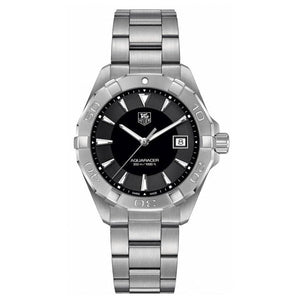 Tag Heuer Aquaracer Quartz Black Dial Silver Steel Strap Watch for Men - WAY1110.BA0928