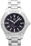 Tag Heuer Aquaracer Quartz Diamonds Black Dial Silver Steel Strap Watch for Women - WAY131P.BA0748