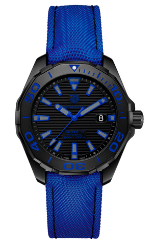 Tag Heuer Aquaracer Calibre 5 Automatic Titanium Blue Dial Blue Nylon Strap Watch for Gents - WAY208B.FC6382