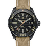 Tag Heuer Aquaracer 300 Calibre 5 Automatic Black Dial Brown Nylon Strap Watch for Men - WAY208C.FC6383