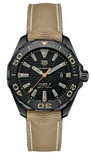 Tag Heuer Aquaracer 300 Calibre 5 Automatic Black Dial Brown Nylon Strap Watch for Men - WAY208C.FC6383