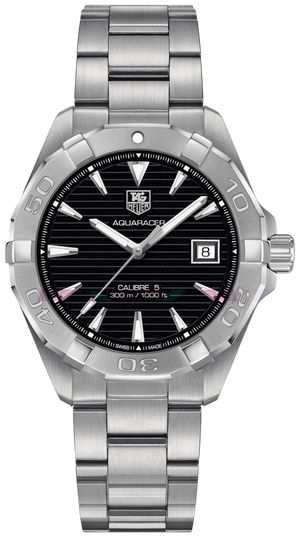 Tag Heuer Aquaracer Automatic Black Dial Silver Steel Strap Watch for Men - WAY2110.BA0928