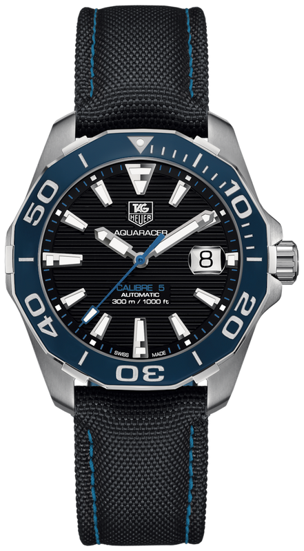 Tag Heuer Aquaracer Calibre 5 Automatic Black Dial Black Nylon Strap Watch for Men - WAY211B.FC6363