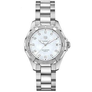 Tag Heuer Aquaracer Diamonds Mother of Pearl Dial Silver Steel Strap Watch for Women - WBD131B.BA0748