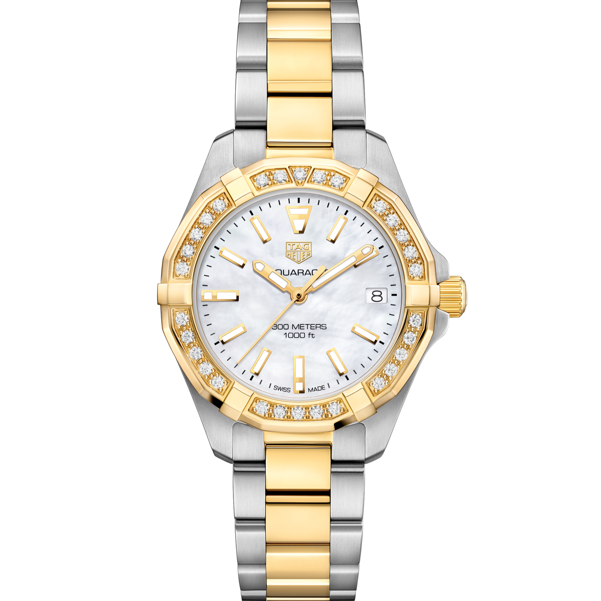 Tag Heuer Aquaracer Diamonds Mother of Pearl Dial Two Tone Steel Strap Watch for Women - WBD1321.BB0320