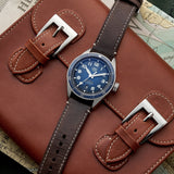 Tag Heuer Autavia Calibre 5 Automatic Blue Dial Brown Leather Strap Watch for Men - WBE5116.FC8266