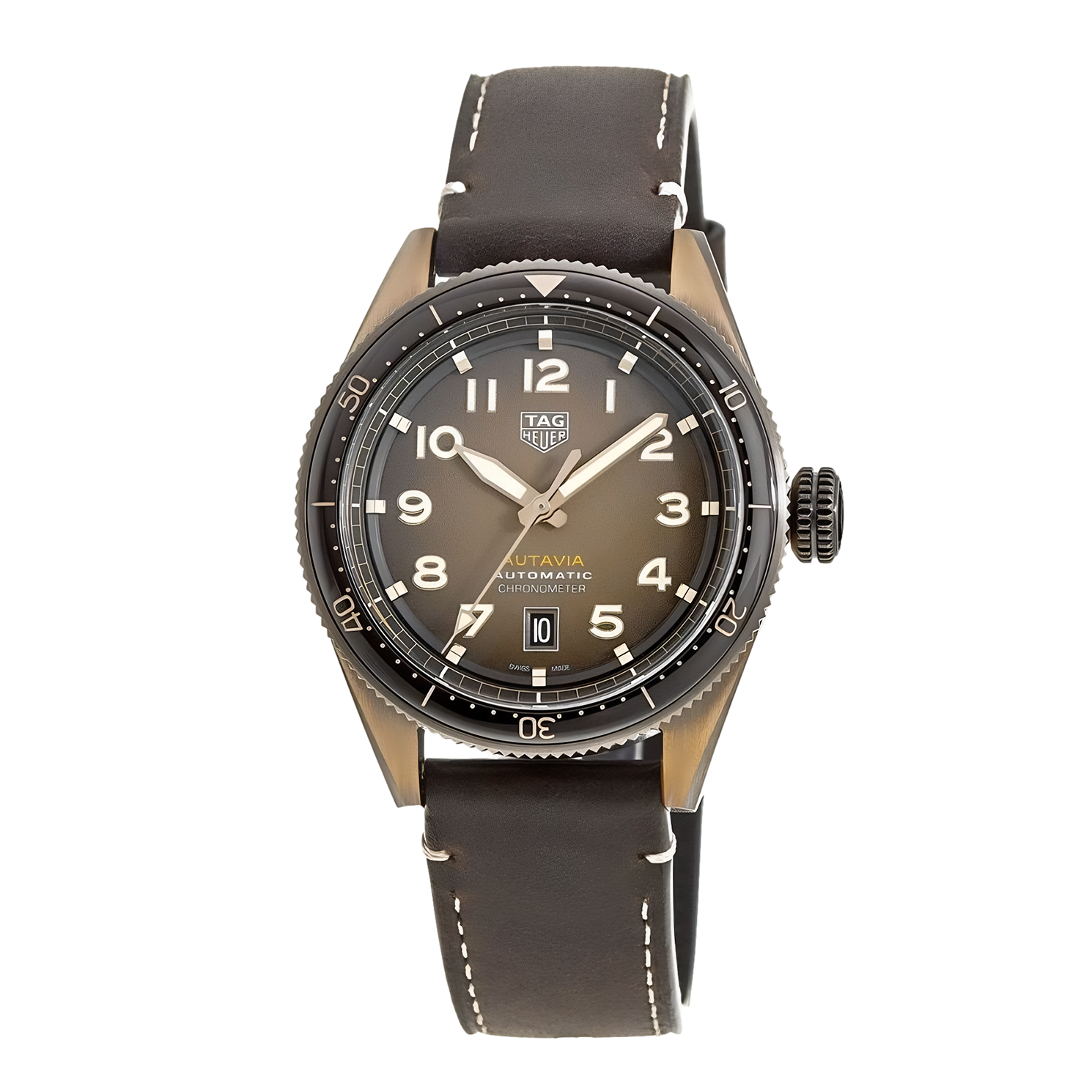 Tag Heuer Autavia Brown Dial Brown Leather Strap Watch for Men - WBE5191.FC8276