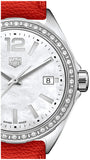 Tag Heuer Formula 1 Quartz Diamonds Mother of Pearl Dial Orange Leather Strap Watch for Women - WBJ131A.FC8250