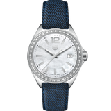 Tag Heuer Formula 1 Quartz Diamonds Mother of Pearl Dial Blue Leather Strap Watch for Women - WBJ131A.FC8251