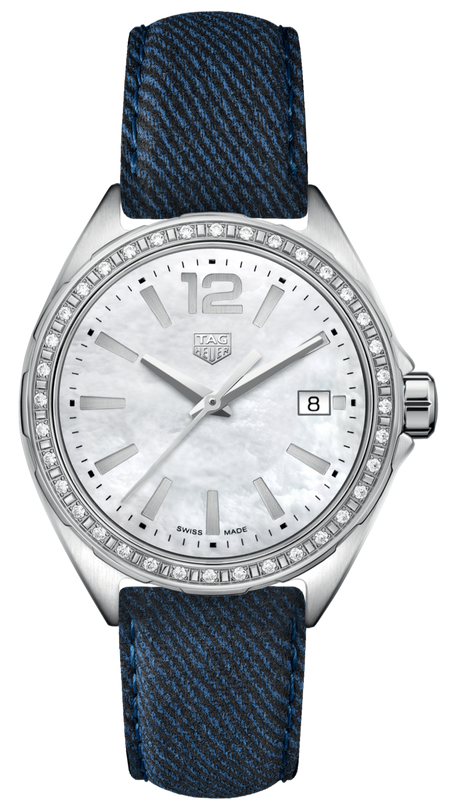 Tag Heuer Formula 1 Quartz Diamonds Mother of Pearl Dial Blue Leather Strap Watch for Women - WBJ131A.FC8251