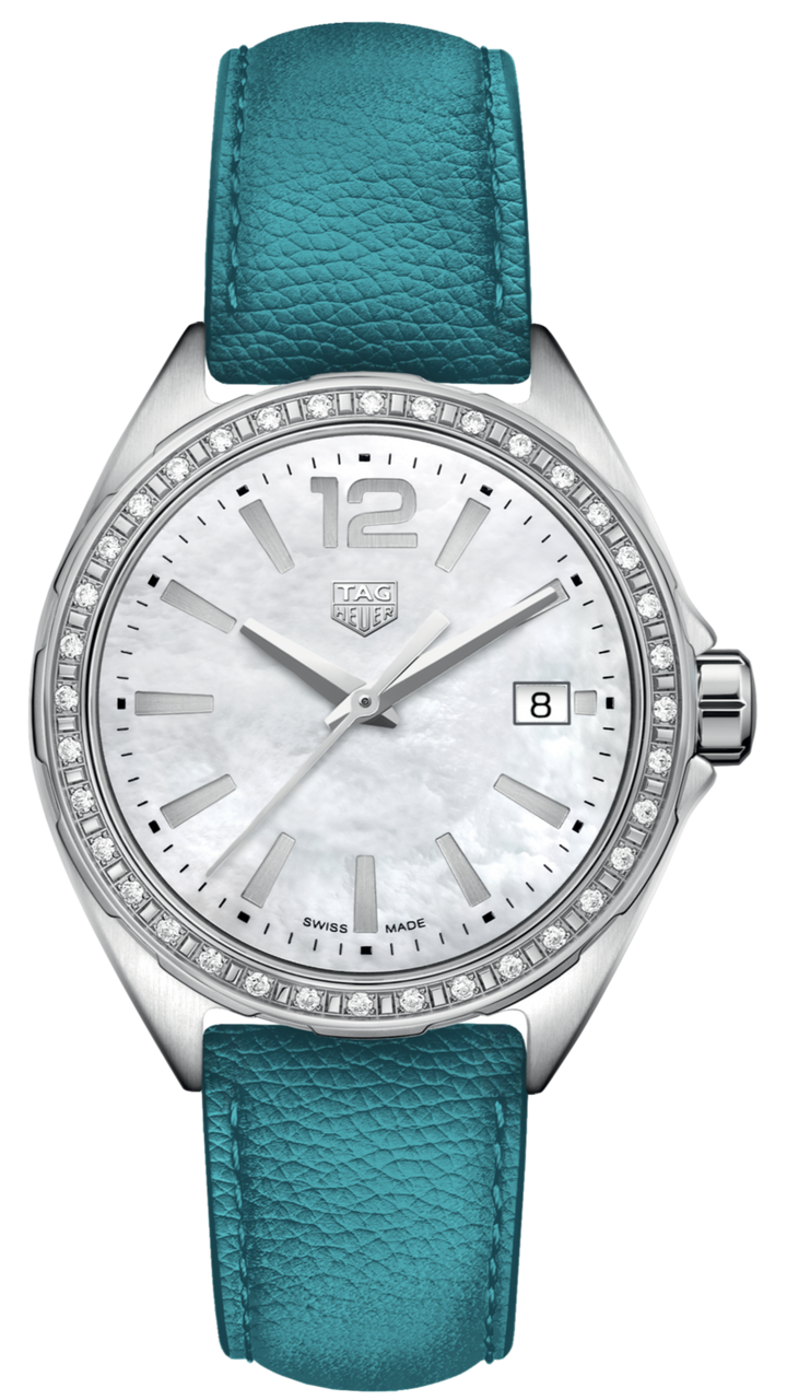 Tag Heuer Formula 1 Quartz Diamonds Mother of Pearl Dial Blue Leather Strap Watch for Women - WBJ131A.FC8256