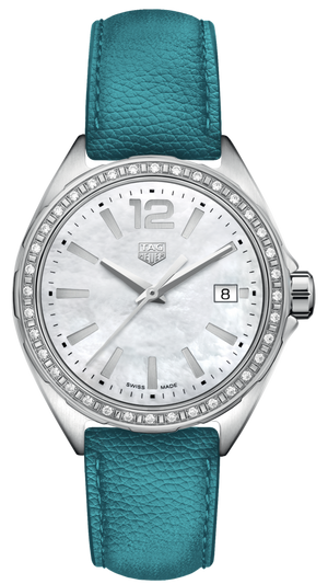 Tag Heuer Formula 1 Quartz Diamonds Mother of Pearl Dial Blue Leather Strap Watch for Women - WBJ131A.FC8256