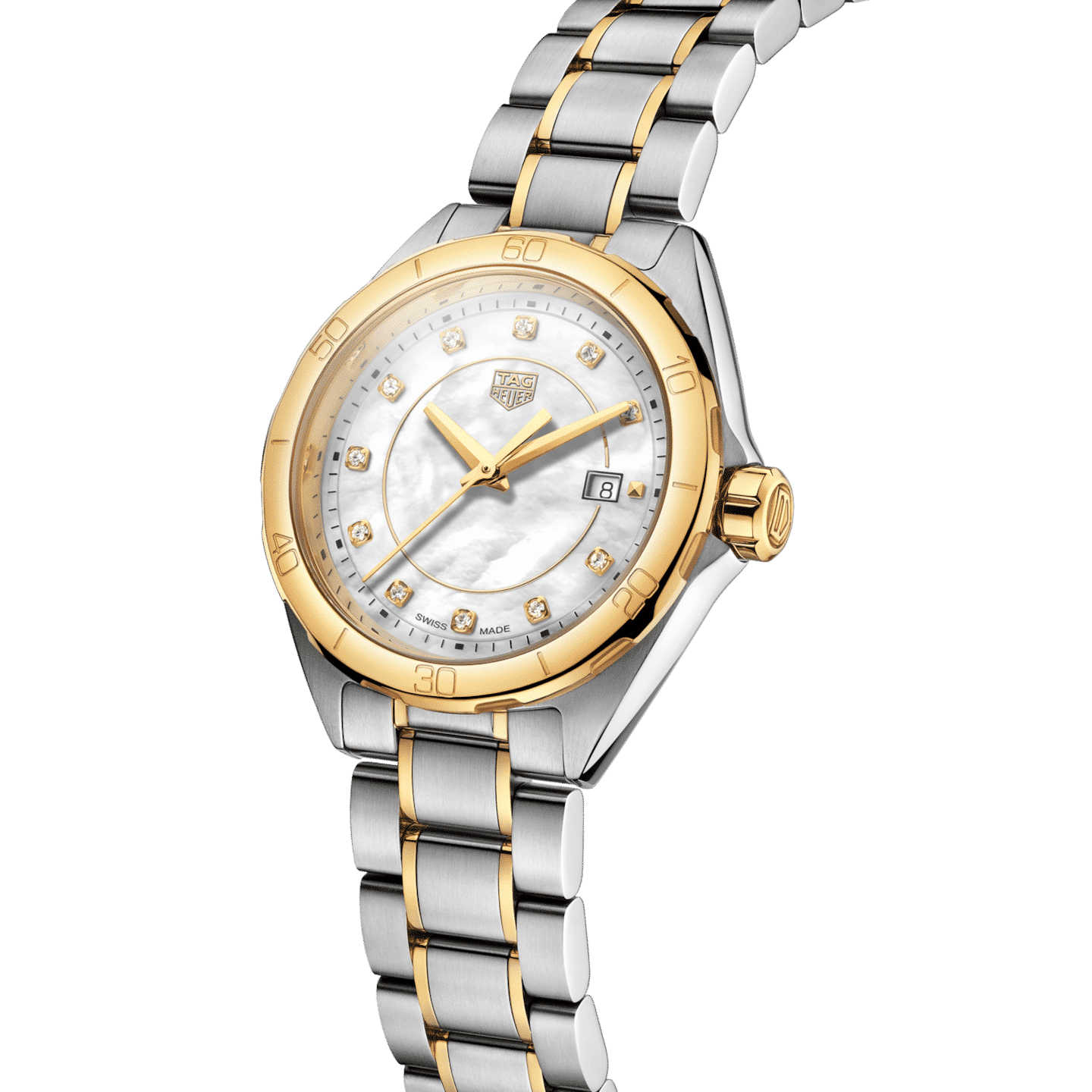 Tag Heuer Formula 1 Diamonds Mother of Pearl White Dial Two Tone Steel Strap Watch for Women - WBJ1421.BB0648