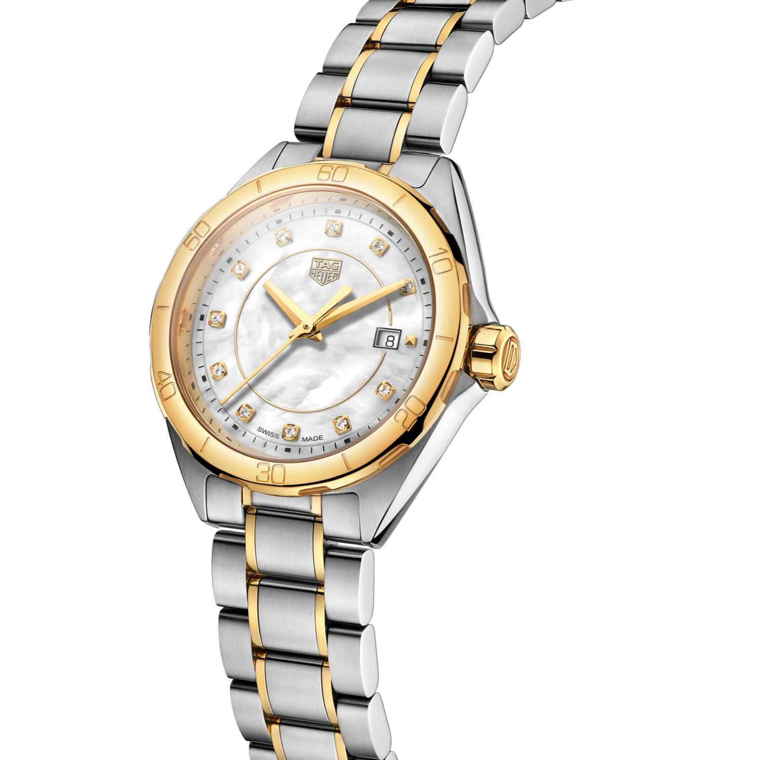 Tag Heuer Formula 1 Diamonds Mother of Pearl White Dial Two Tone Steel Strap Watch for Women - WBJ1421.BB0648