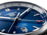 Tag Heuer Carrera Twin Time Blue Dial Silver Steel Strap Watch for Men - WBN201A.BA0640
