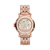 Fossil Boyfriend Automatic Skeleton Rose Gold Dial Rose Gold Steel Strap Watch for Women - ME3065