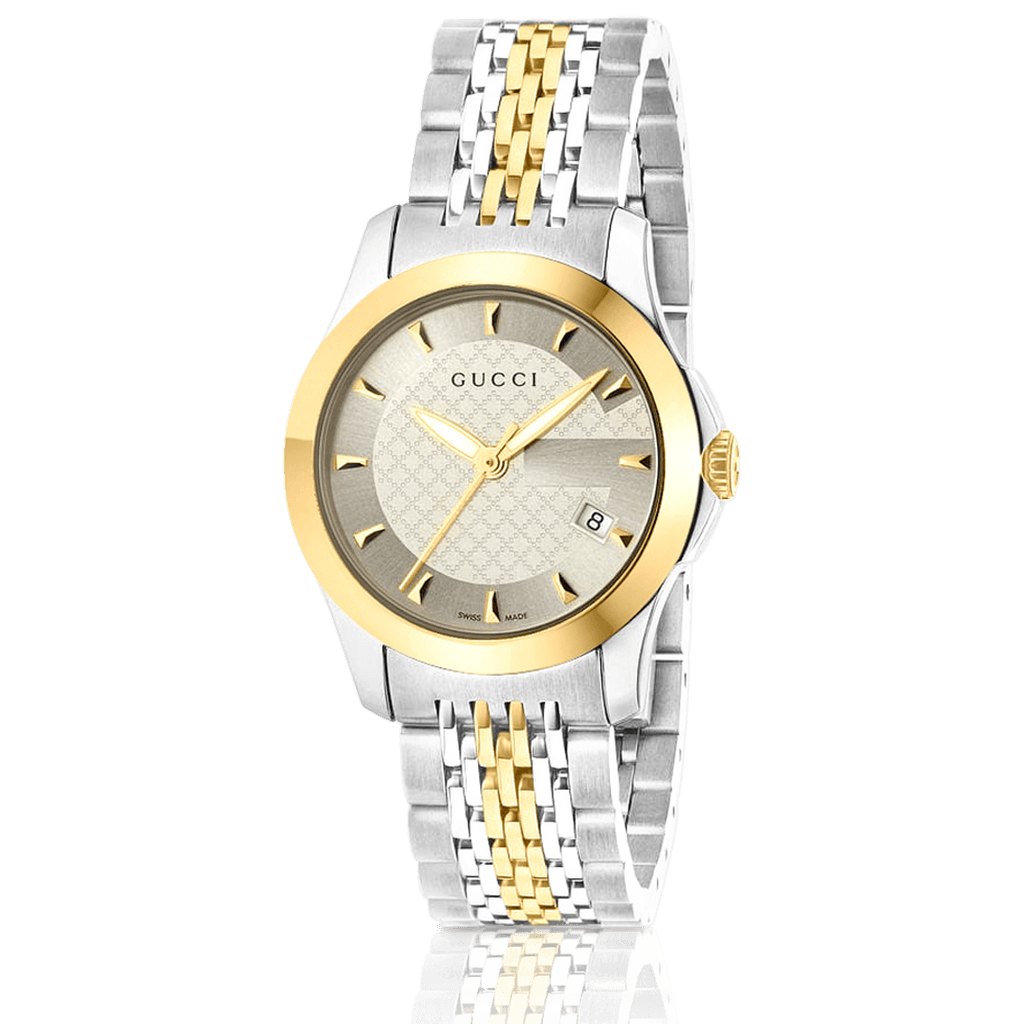 Gucci G Timeless Silver Dial Two Tone Steel Strap Watch For Women - YA126511
