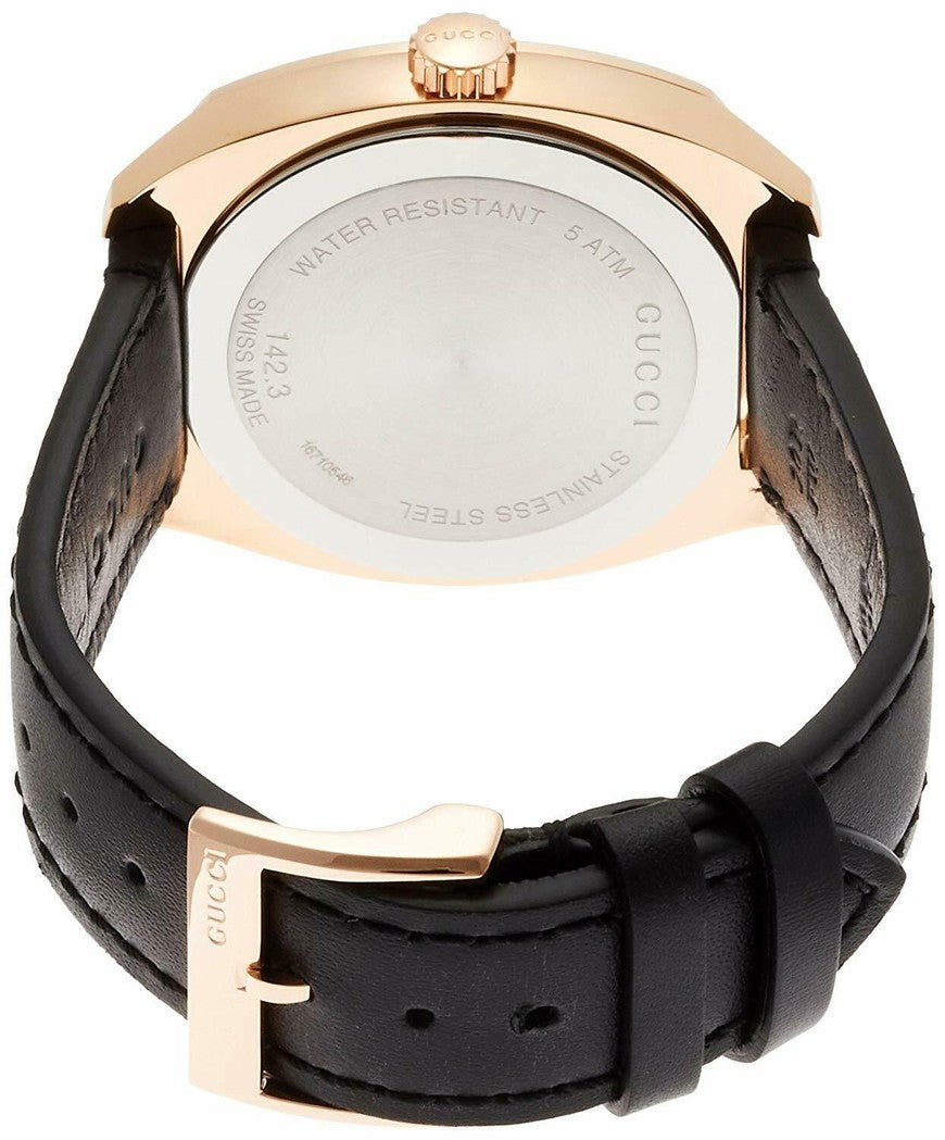 Gucci GG2570 Quartz Black Dial Black Leather Strap Watch For Men - YA142309