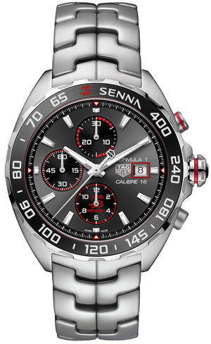 Tag Heuer Formula 1 Chronograph Senna Grey Dial Silver Steel Strap Watch for Men - CAZ201D.BA0633
