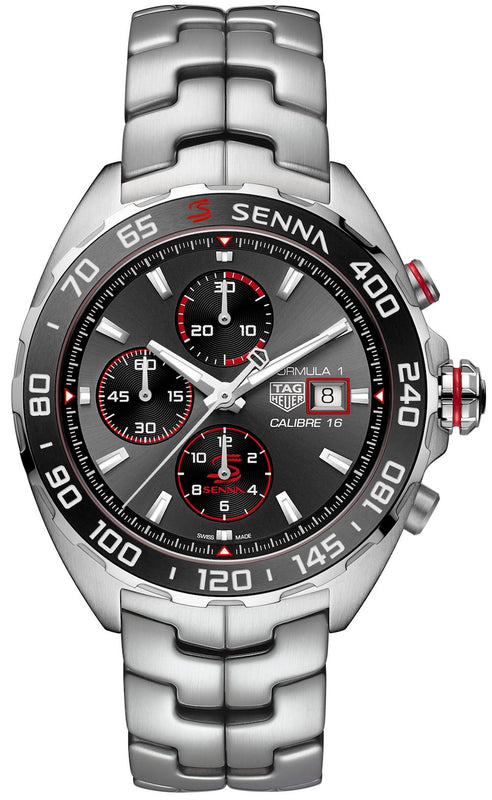 Tag Heuer Formula 1 Chronograph Senna Grey Dial Silver Steel Strap Watch for Men - CAZ201D.BA0633