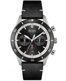 Hugo Boss Chronograph Black Dial Black Leather Strap Watch for Men - 1513864