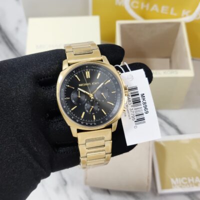 Michael Kors Sullivan Quartz Black Dial Gold Steel Strap Watch For Men - MK8969