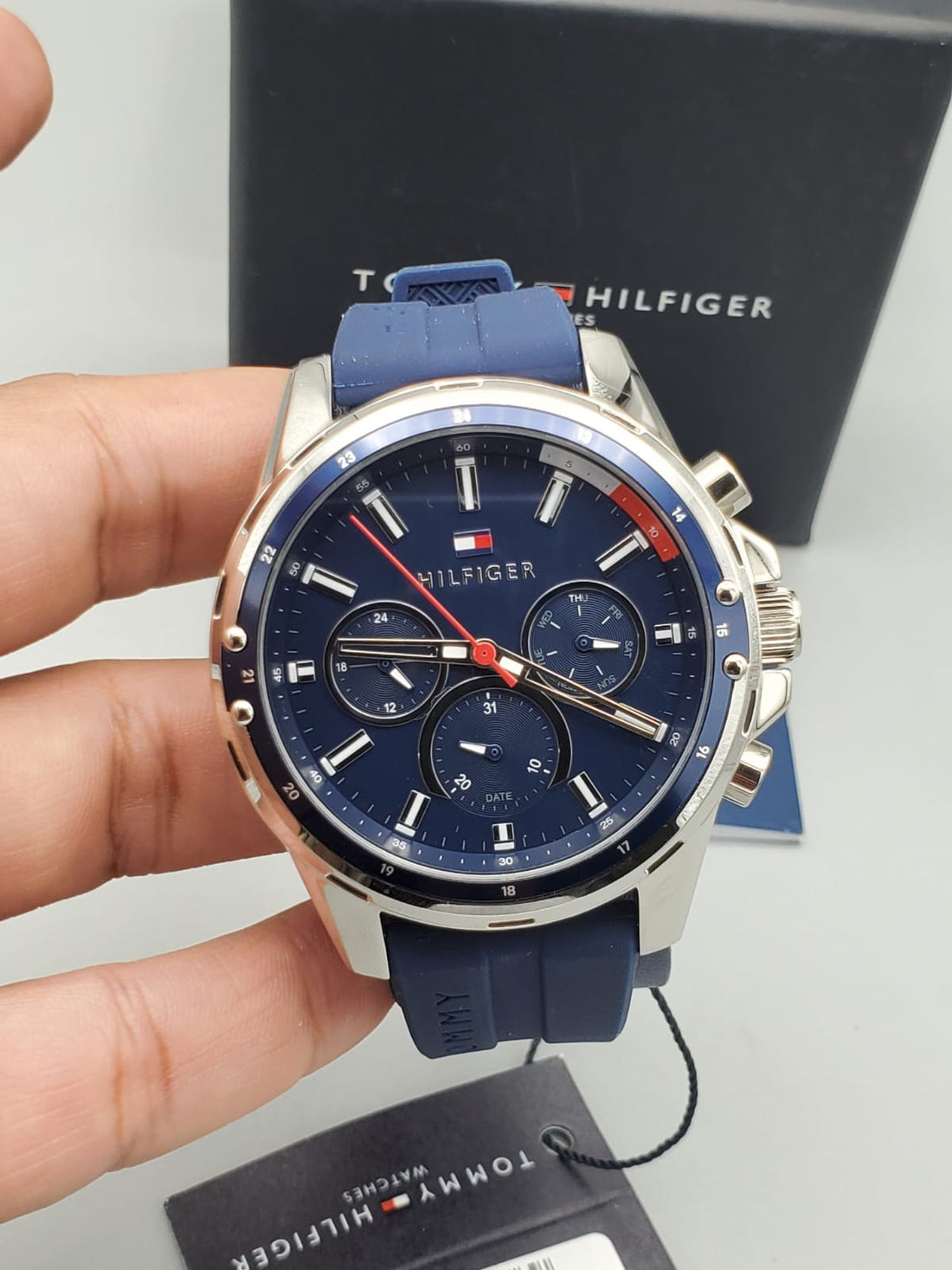 Tommy Hilfiger Mason Blue Dial Blue Rubber Strap Watch for Men - 1791791