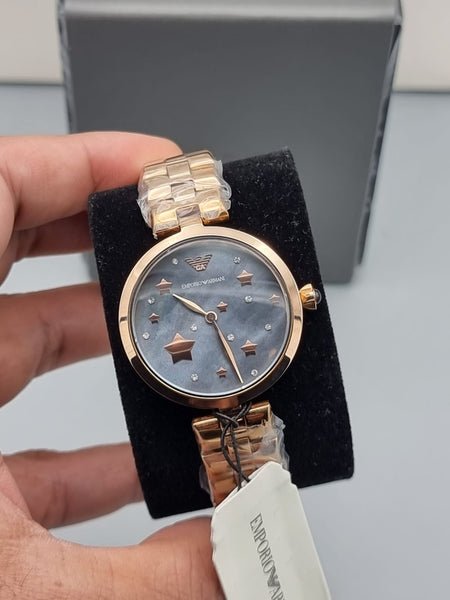 Emporio Armani Arianna Black Dial Rose Gold Stainless Steel Watch For Women - AR11197