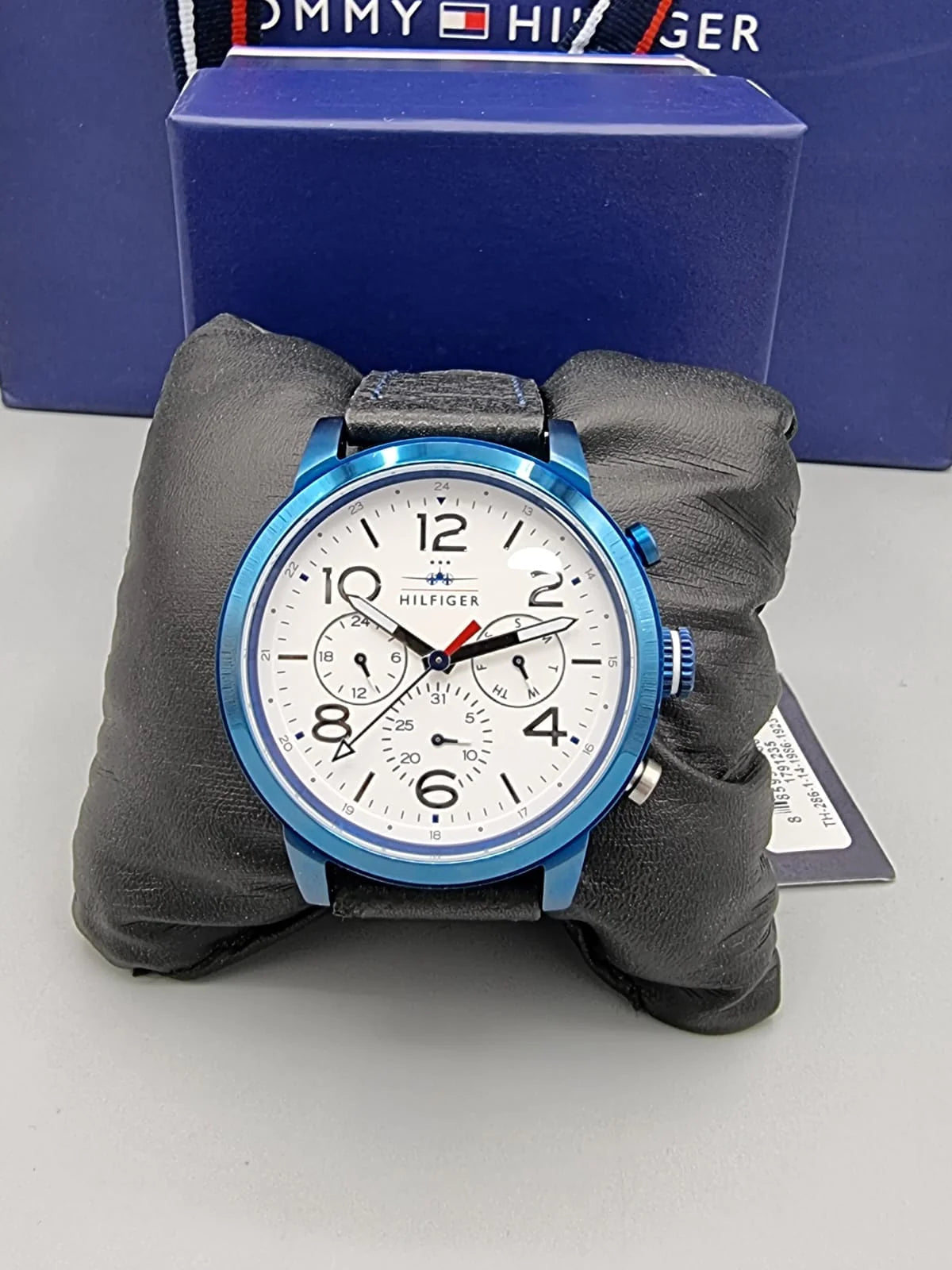 Tommy Hilfiger Jake Multi Function Quartz White Dial Black Leather Strap Watch for Men - 1791235