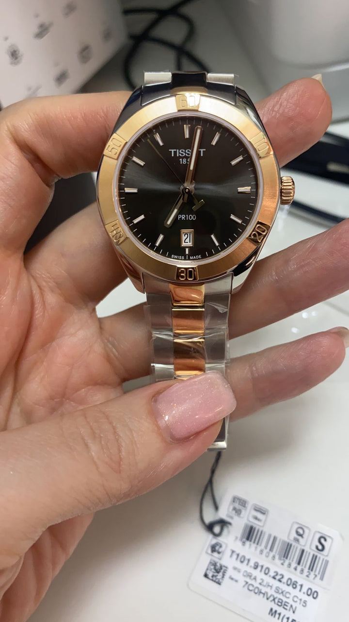 Tissot PR 100 Sport Chic Anthracite Dial Watch For Women - T101.910.22.061.00