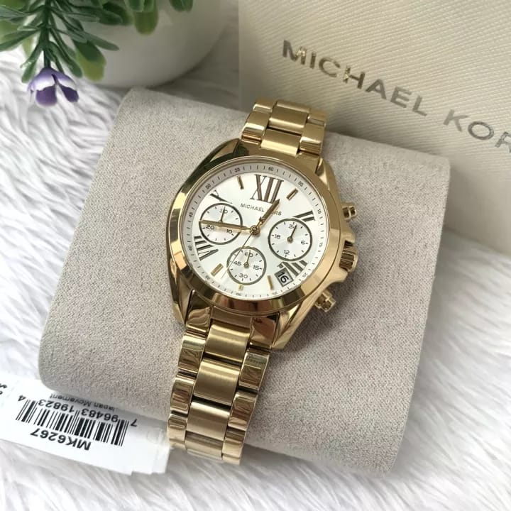 Michael Kors Lexington Quartz Gold Dial Gold Steel Strap Watch For Women - MK6267