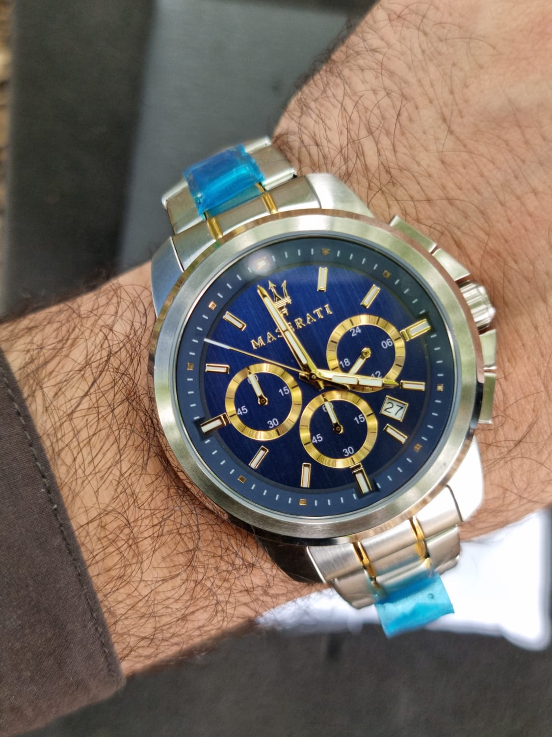 Maserati Successo Chronograph Quartz Blue Dial Silver Steel Strap Watch For Men - R8873621016