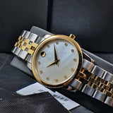 Movado Museum Classic Diamonds Mother of Pearl Dial Two Tone Steel Strap Watch For Women - 0606613
