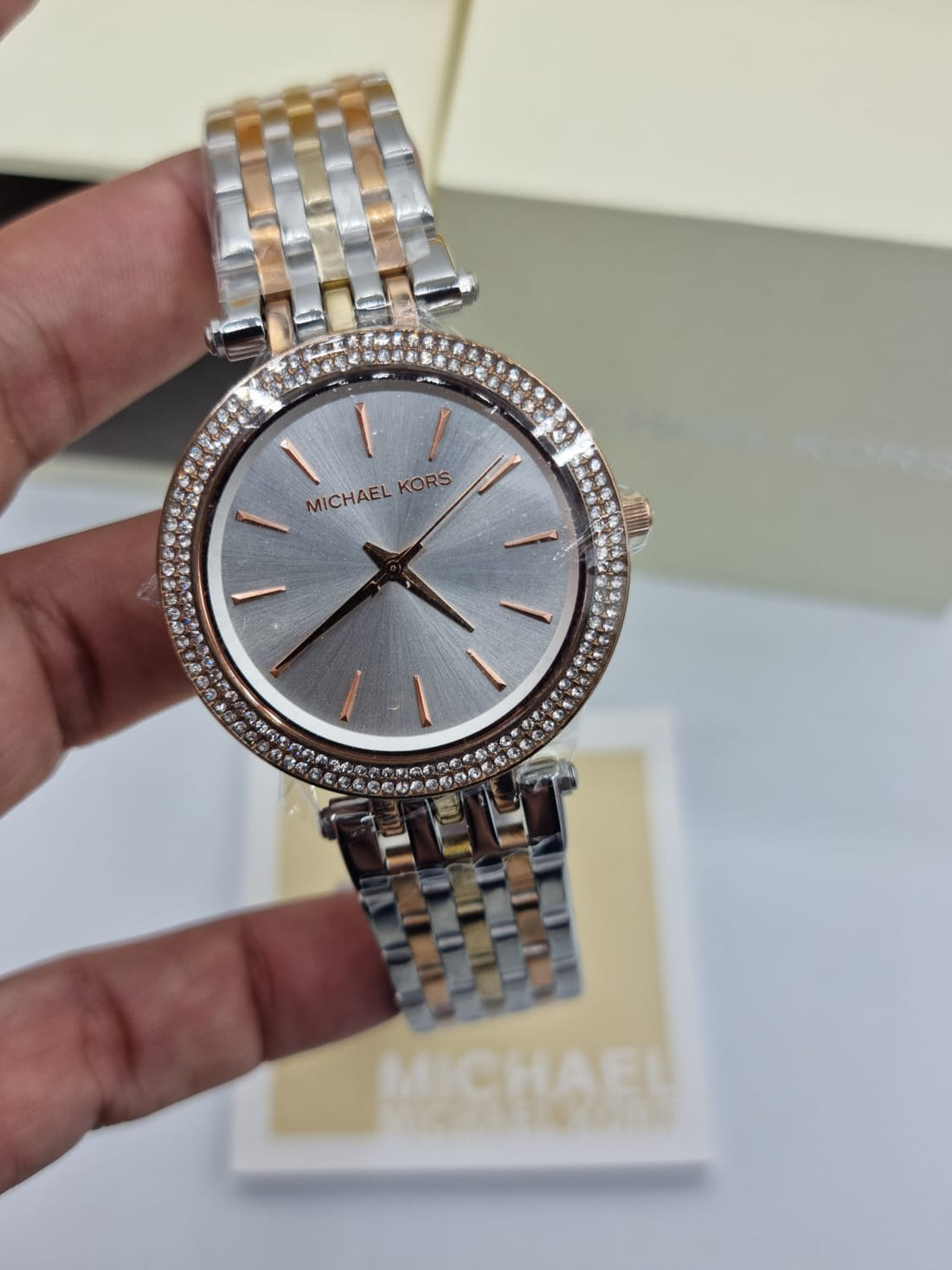 Michael Kors Darci Silver Dial Two Tone Stainless Steel Strap Watch for Women - MK3203